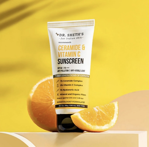 Dr. Sheth’s Ceramide & Vitamin C Sunscreen SPF 50+ 50g