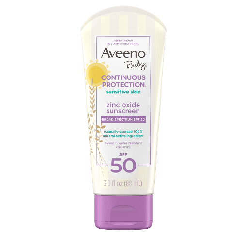 Aveeno Baby Continuous Protection Sensitive Skin Zinc Oxide Sunscreen with Broad Spectrum SPF 50 88ml