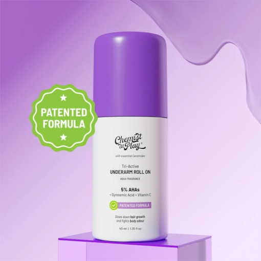 Chemist at play Tri-Active Underarm Roll On for Hair Growth Reduction Aqua - 40 ml