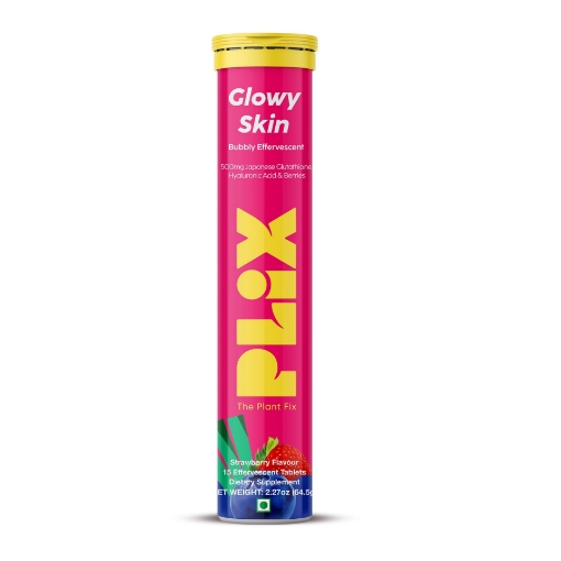 Picture of PLIX Glutathione Effervescent Tablets for Glowy Skin – Strawberry Flavour (15 Tablets)
